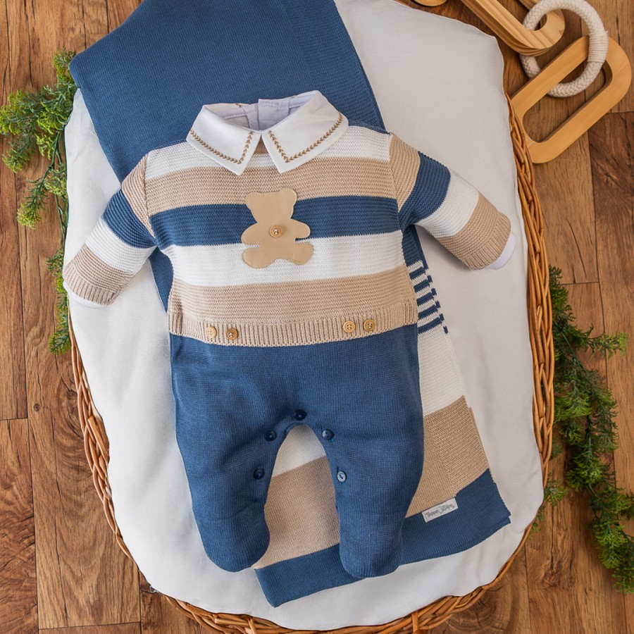  Saída de Maternidade Fernando - Azul Jeans e Bege